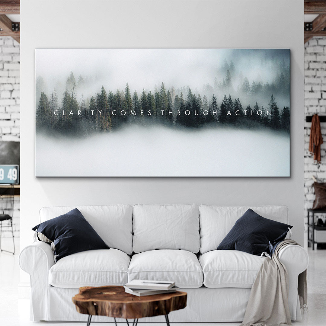 Clarity Comes Through Action motivational canvas wall art