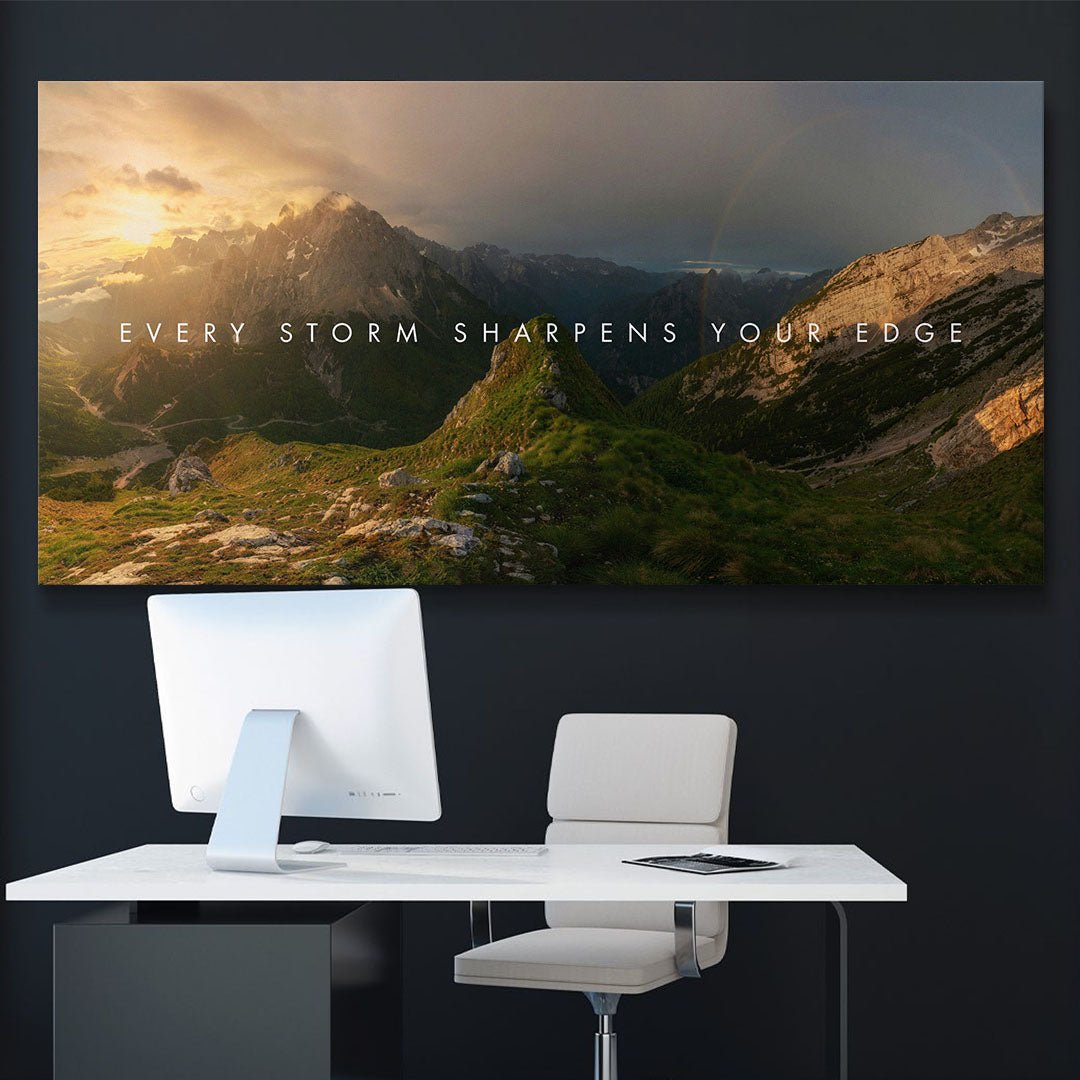 Every Storm Sharpens Your Edge motivational canvas wall art