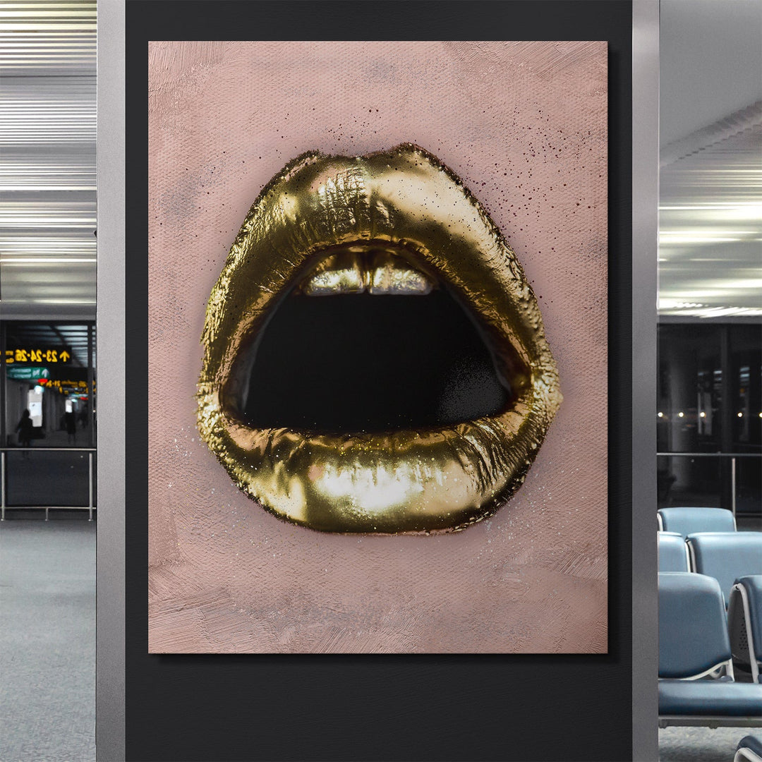 Gold Lips canvas wall art