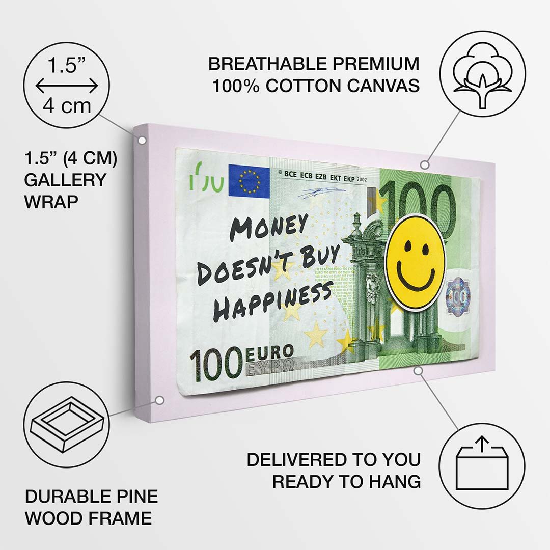 Money Doesn't Buy Happiness (Euro Edition) canvas art