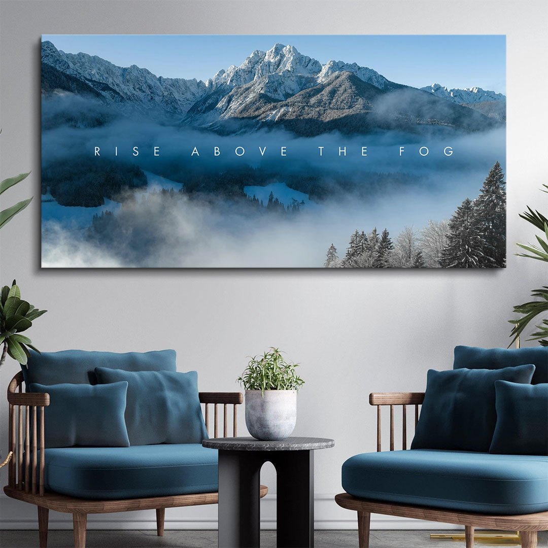 Rise Above the Fog motivational canvas wall art