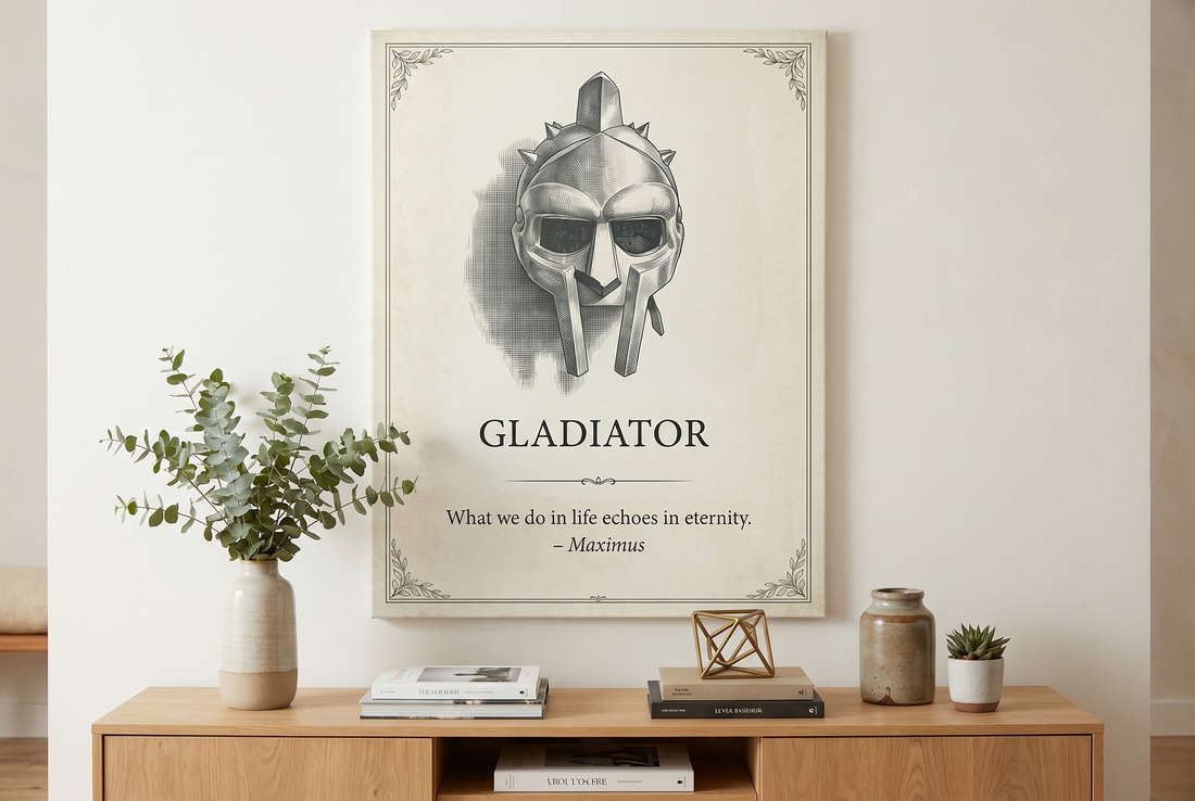 Gallery wrapped canvas: an Eternity canvas in a bright living room with eucalyptus and books