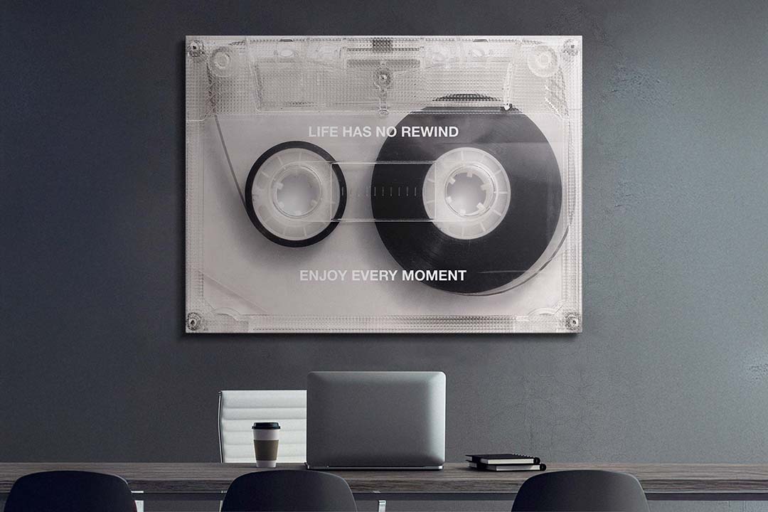 cassette tape wall art bold canvas minimal home office music room