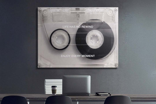 cassette tape wall art bold canvas minimal home office music room