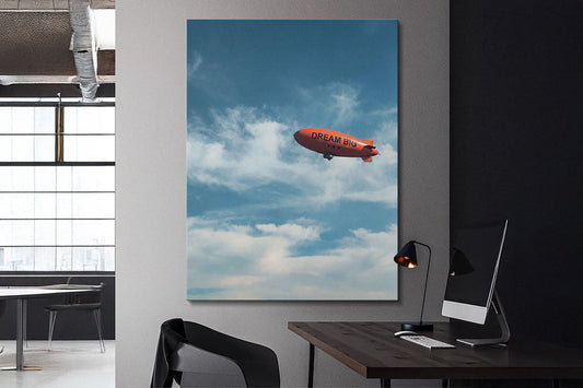 office wall art professional workspace bold motivational canvas above well-organized desk