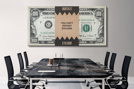 money wall art canvas print home office minimal premium bold