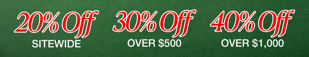 Promotional banner with discount percentages and conditions on a green background