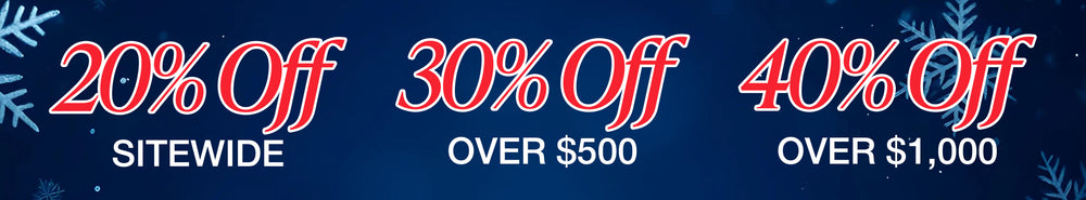 Promotional banner with discount percentages and conditions on a blue background.