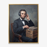 Abe On Vinyl canvas in a gold floating frame