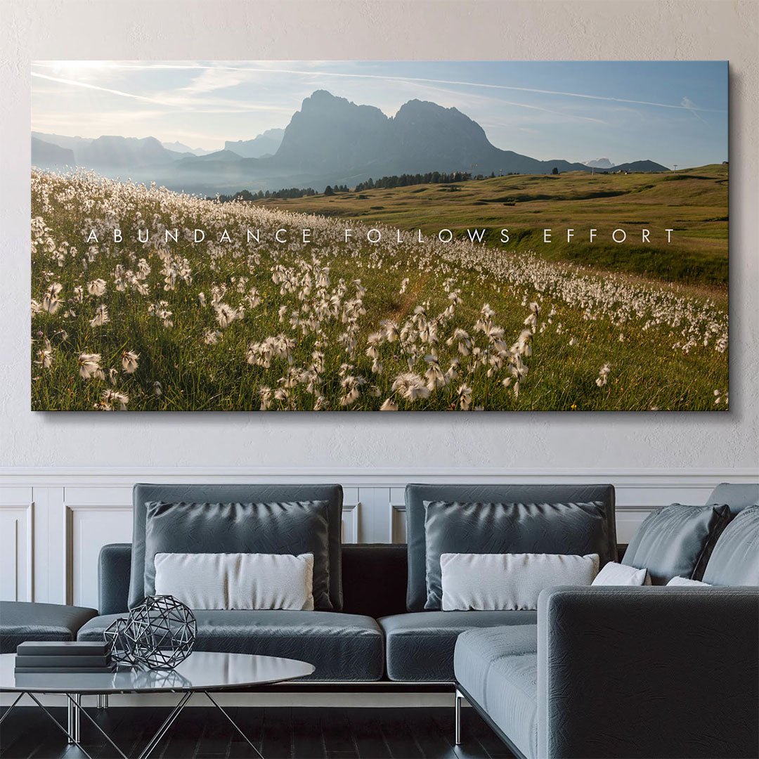 Abundance Follows Effort motivational canvas wall art