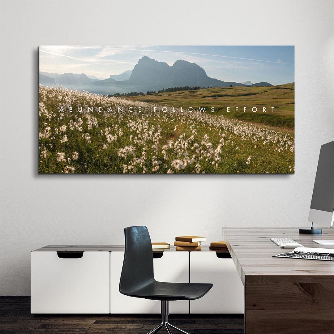 Abundance Follows Effort motivational canvas wall art