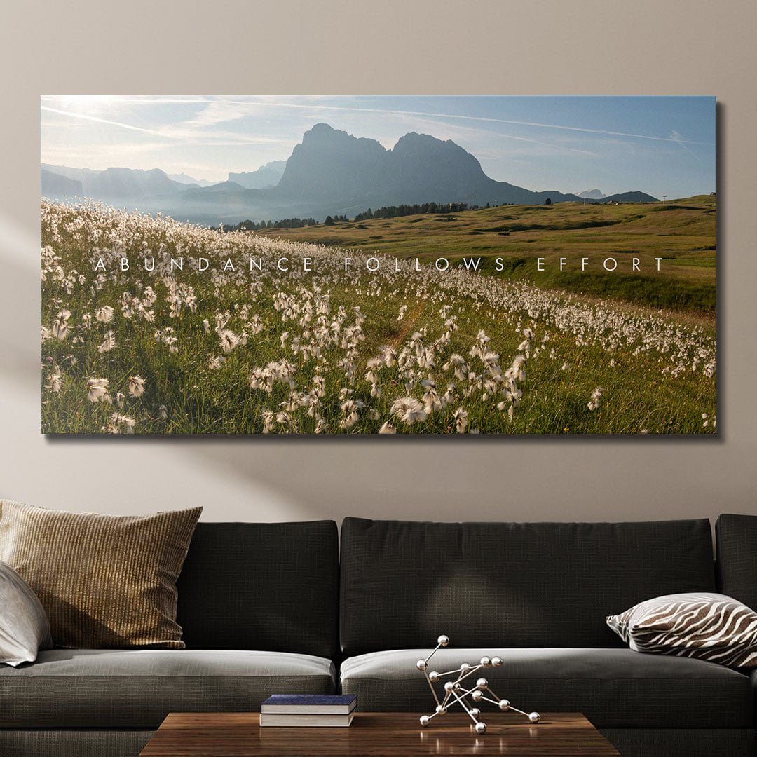 Abundance Follows Effort motivational canvas wall art