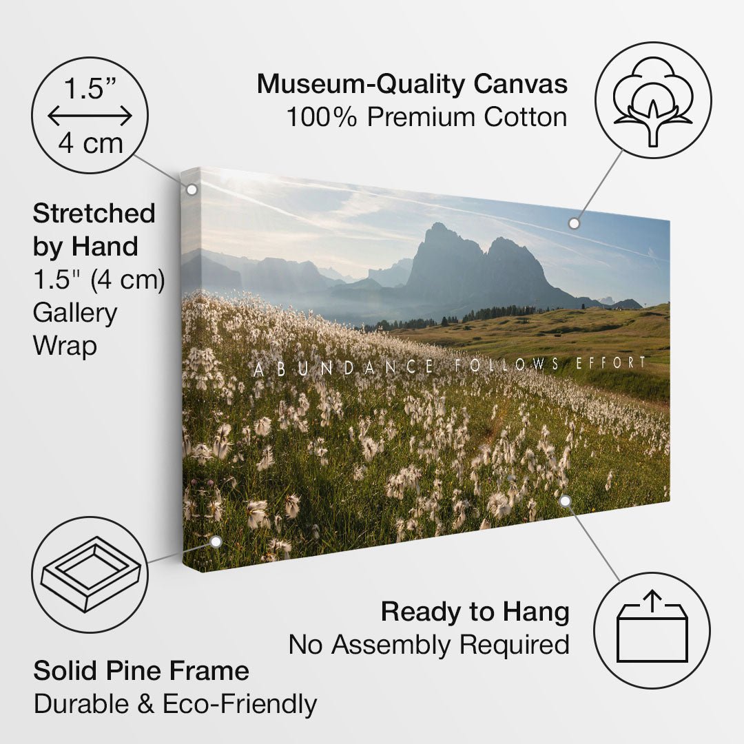 Abundance Follows Effort motivational canvas wall art