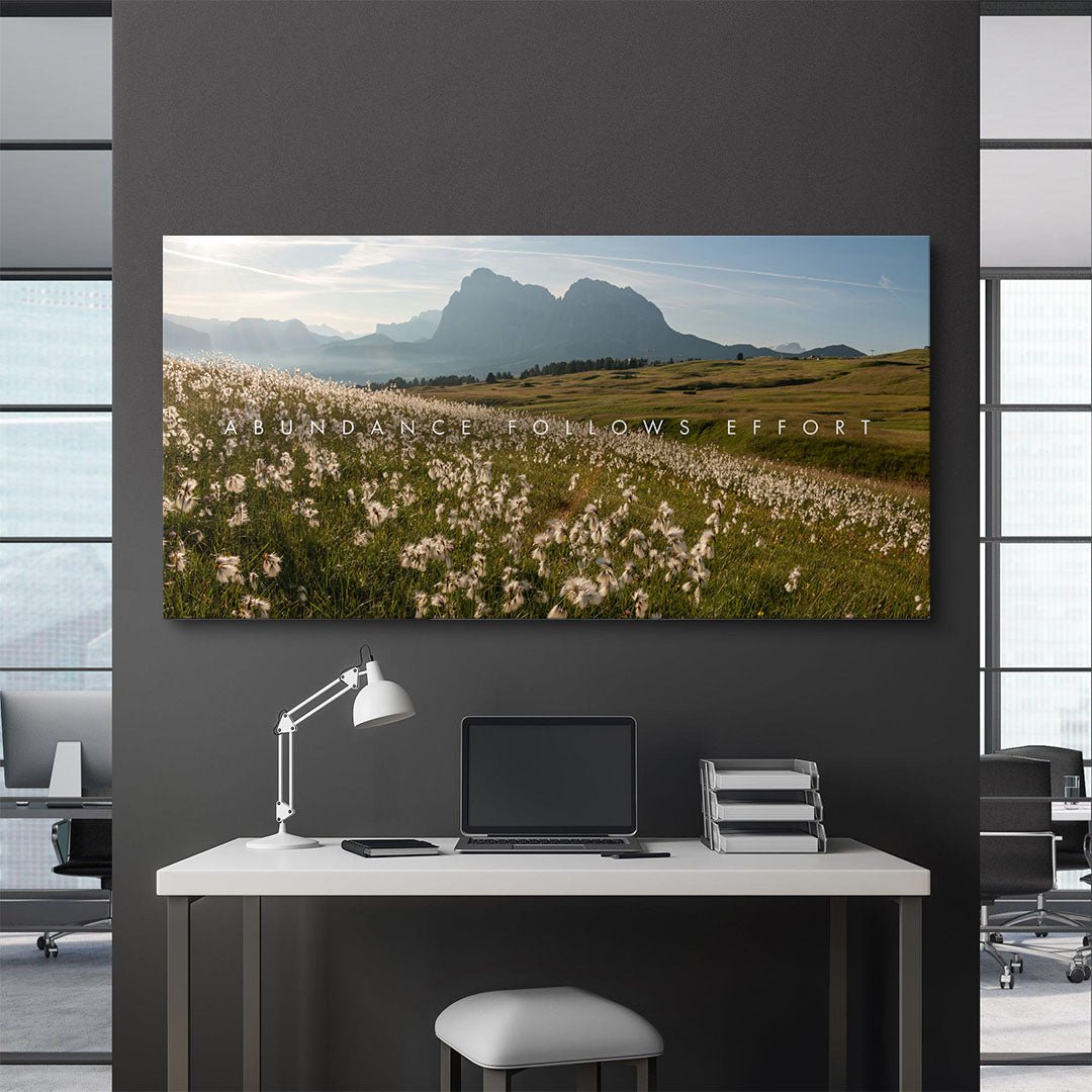 Abundance Follows Effort motivational canvas wall art