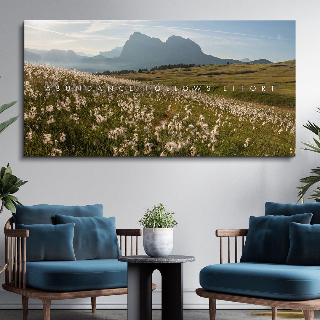 Abundance Follows Effort motivational canvas wall art