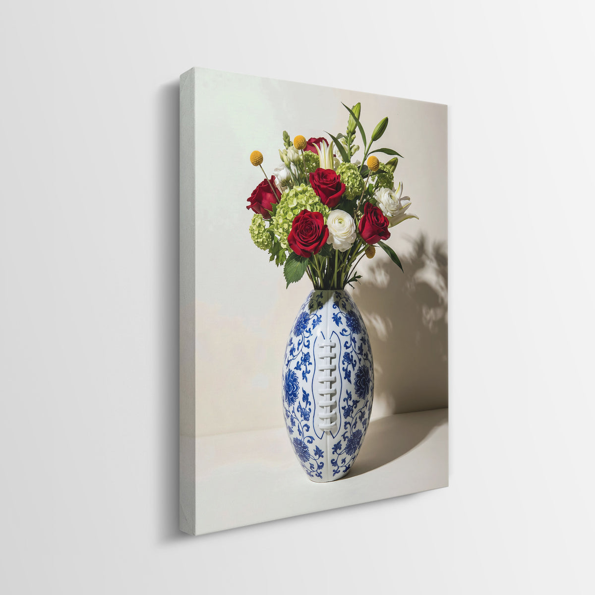American Football Vase canvas gallery-wrapped side edge