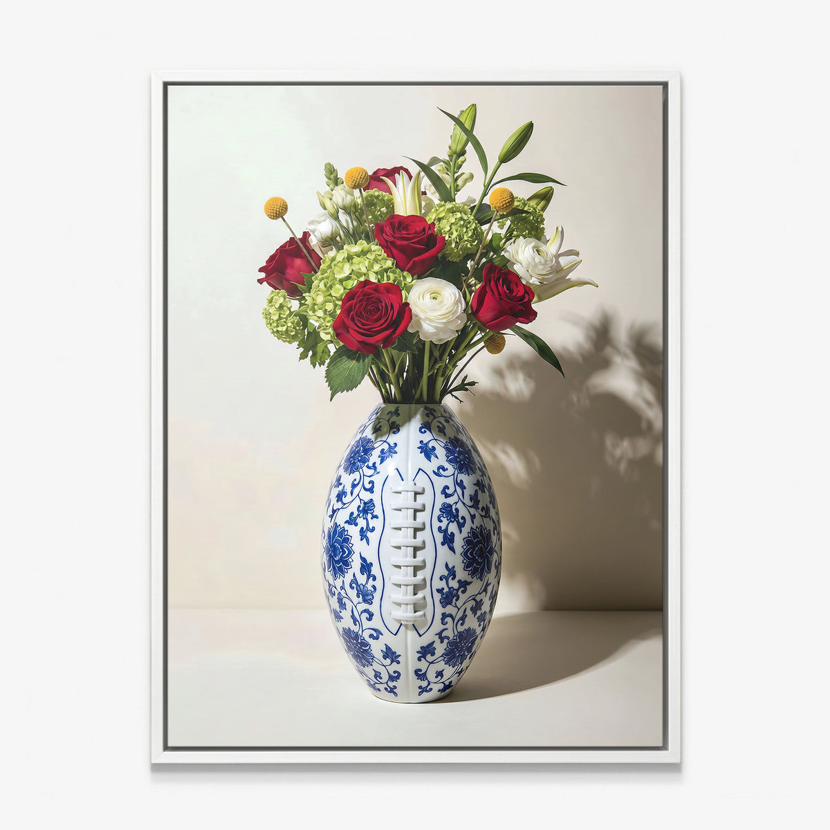 American Football Vase canvas with white frame
