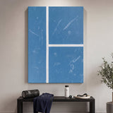 Aussie Court tennis wall art canvas above a console table in a bright modern hallway