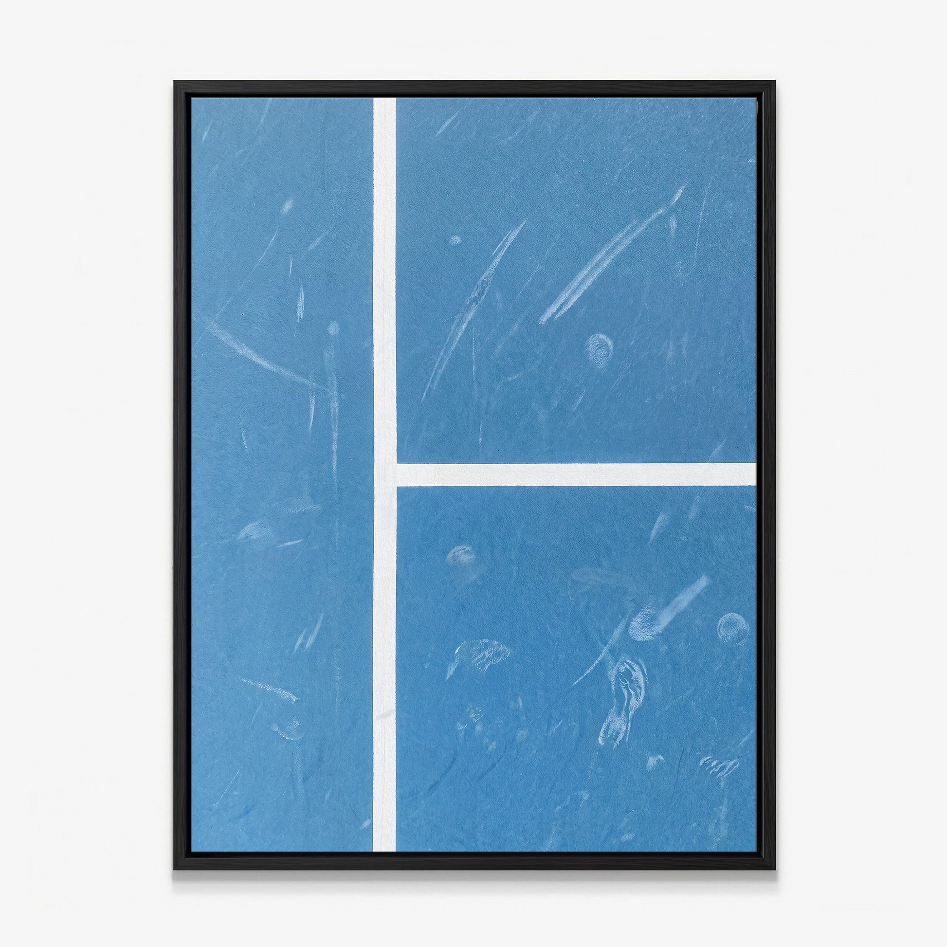 Aussie Court tennis canvas print in a black floating frame