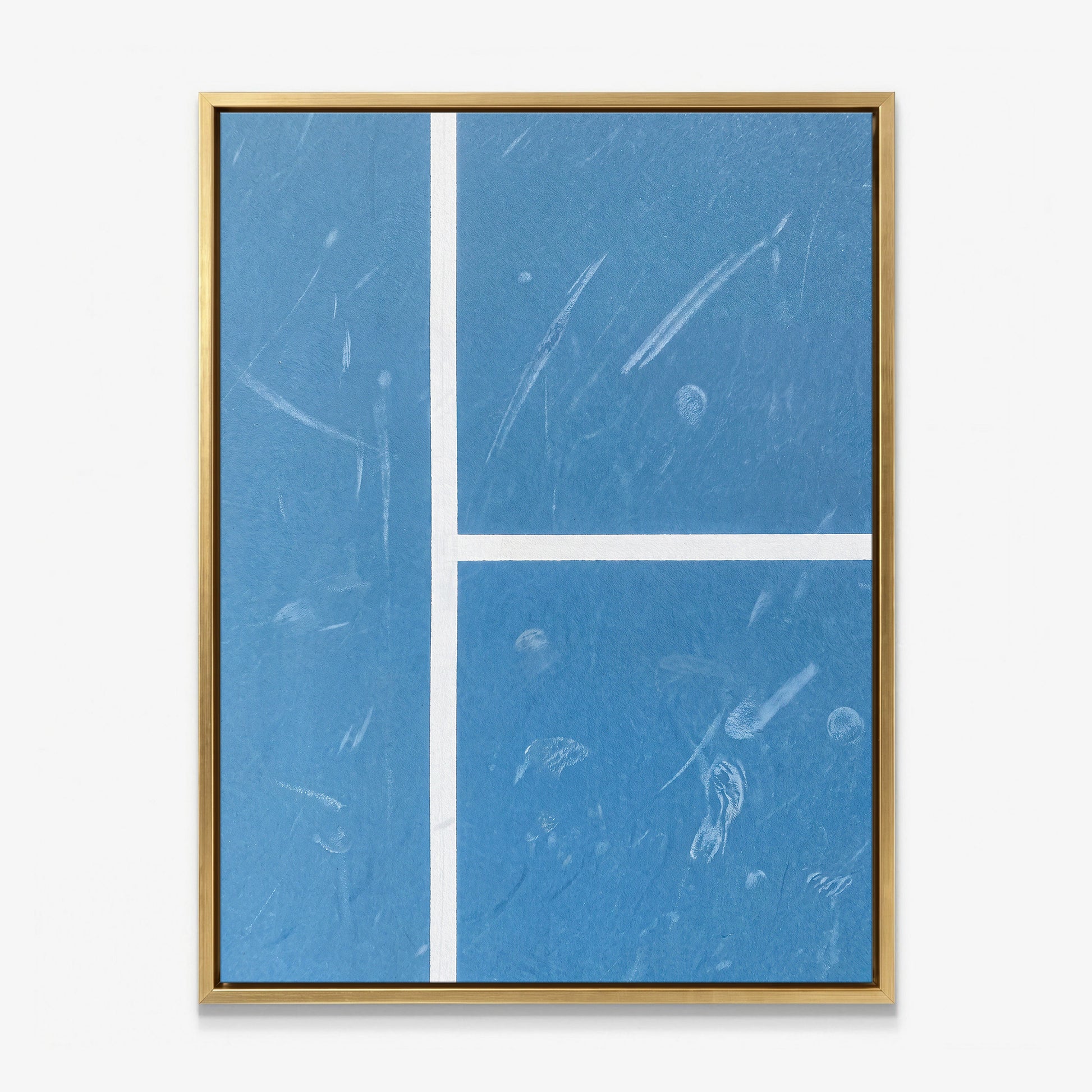 Aussie Court tennis canvas print in a gold floating frame
