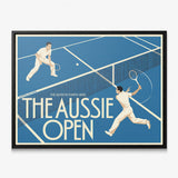Aussie Open tennis canvas with black frame