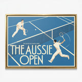 Aussie Open tennis canvas with gold frame