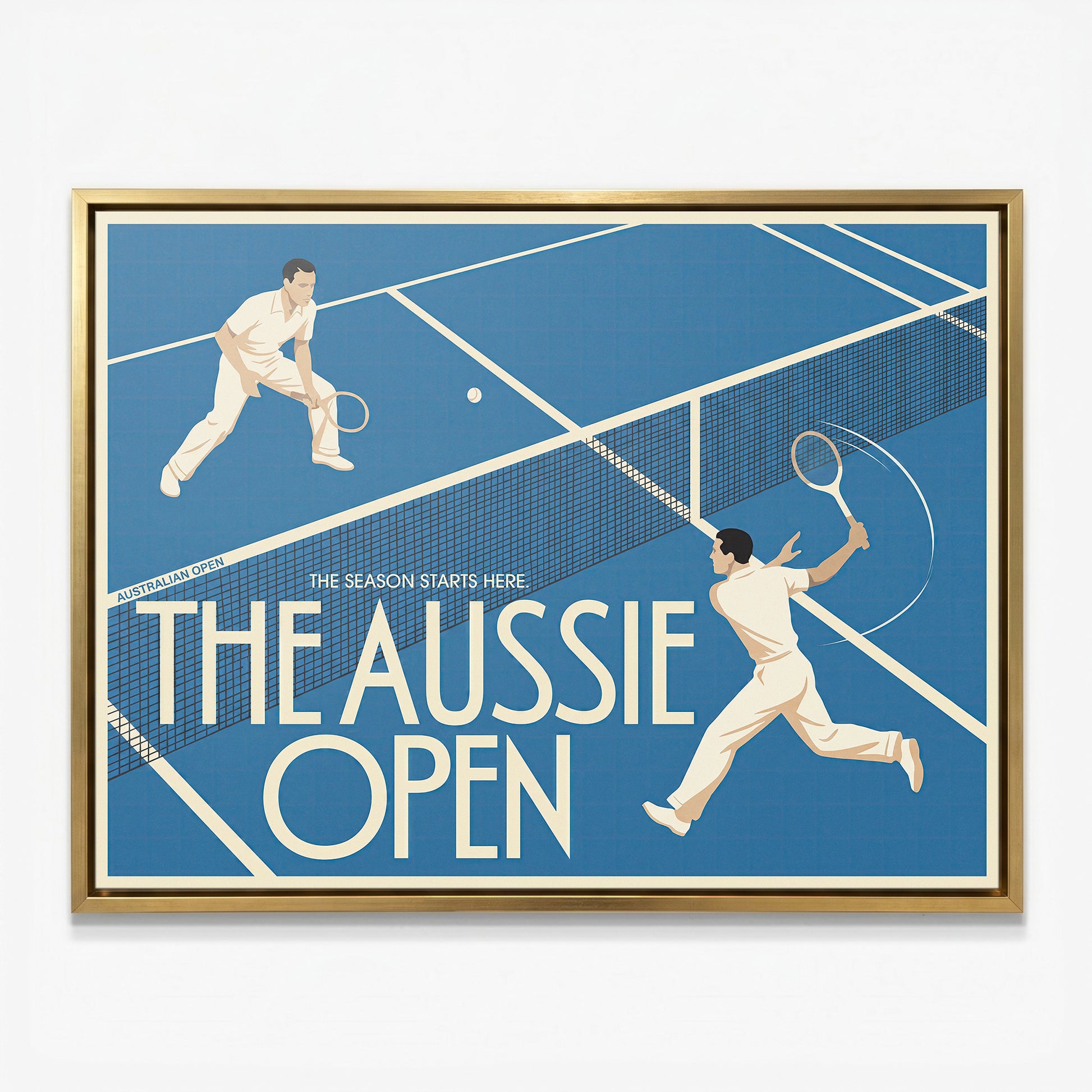 Aussie Open tennis canvas with gold frame