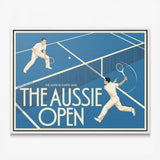 Aussie Open tennis canvas with white frame