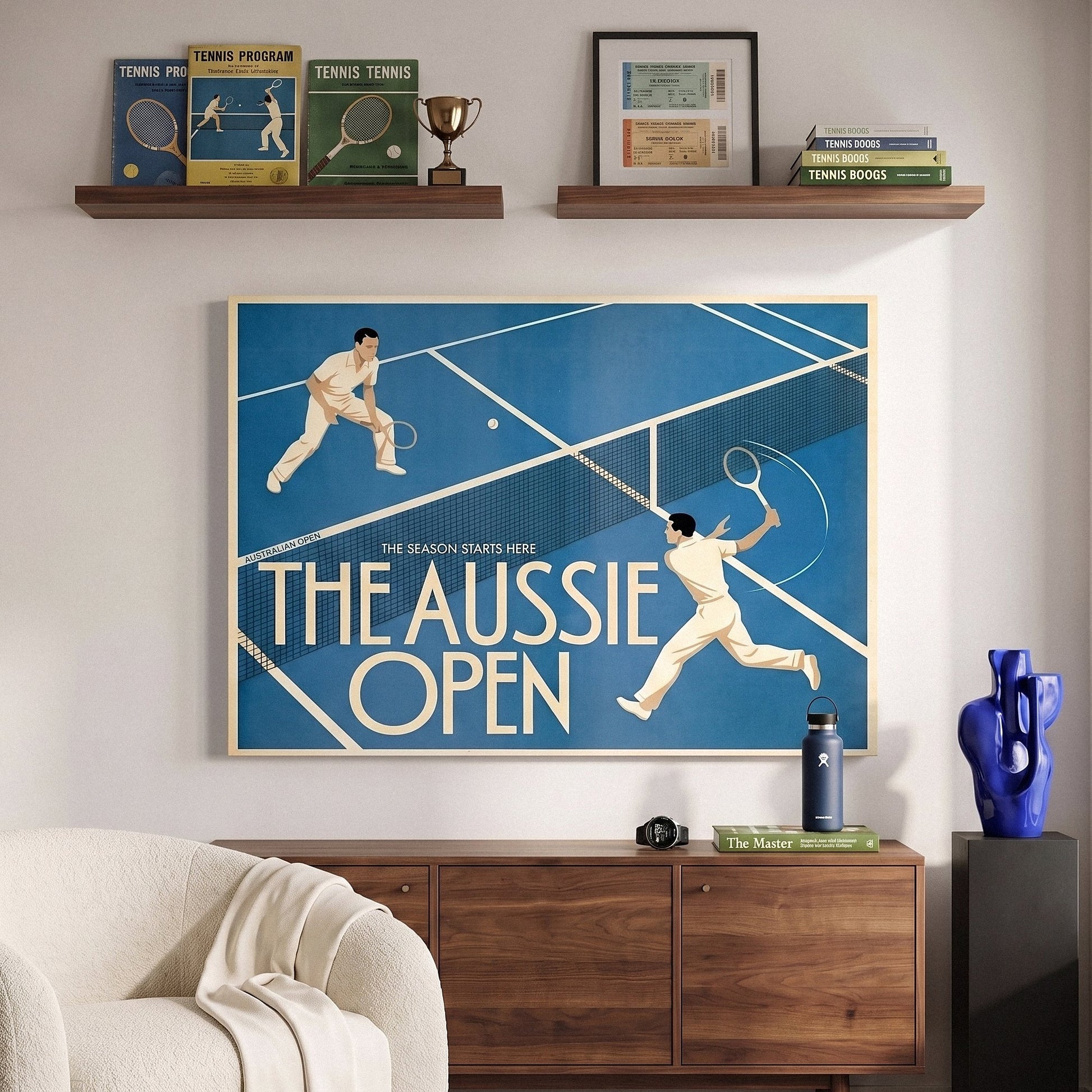 Aussie Open tennis wall art canvas in a modern room