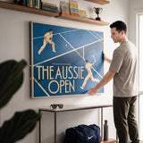 Aussie Open tennis canvas above a home office desk