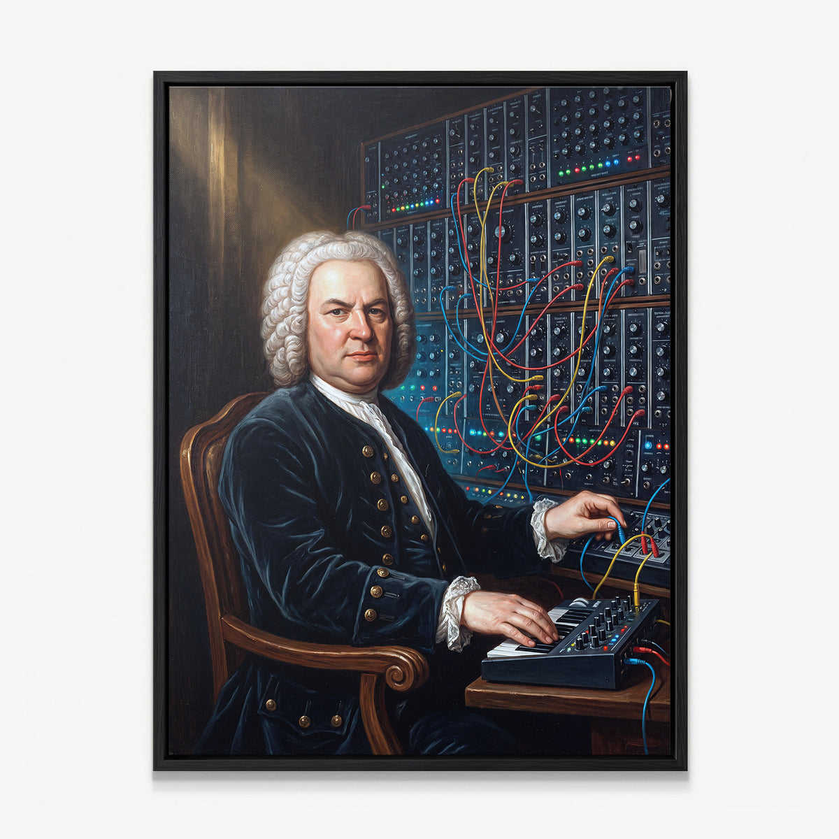 Bach Rewired canvas in a black floating frame