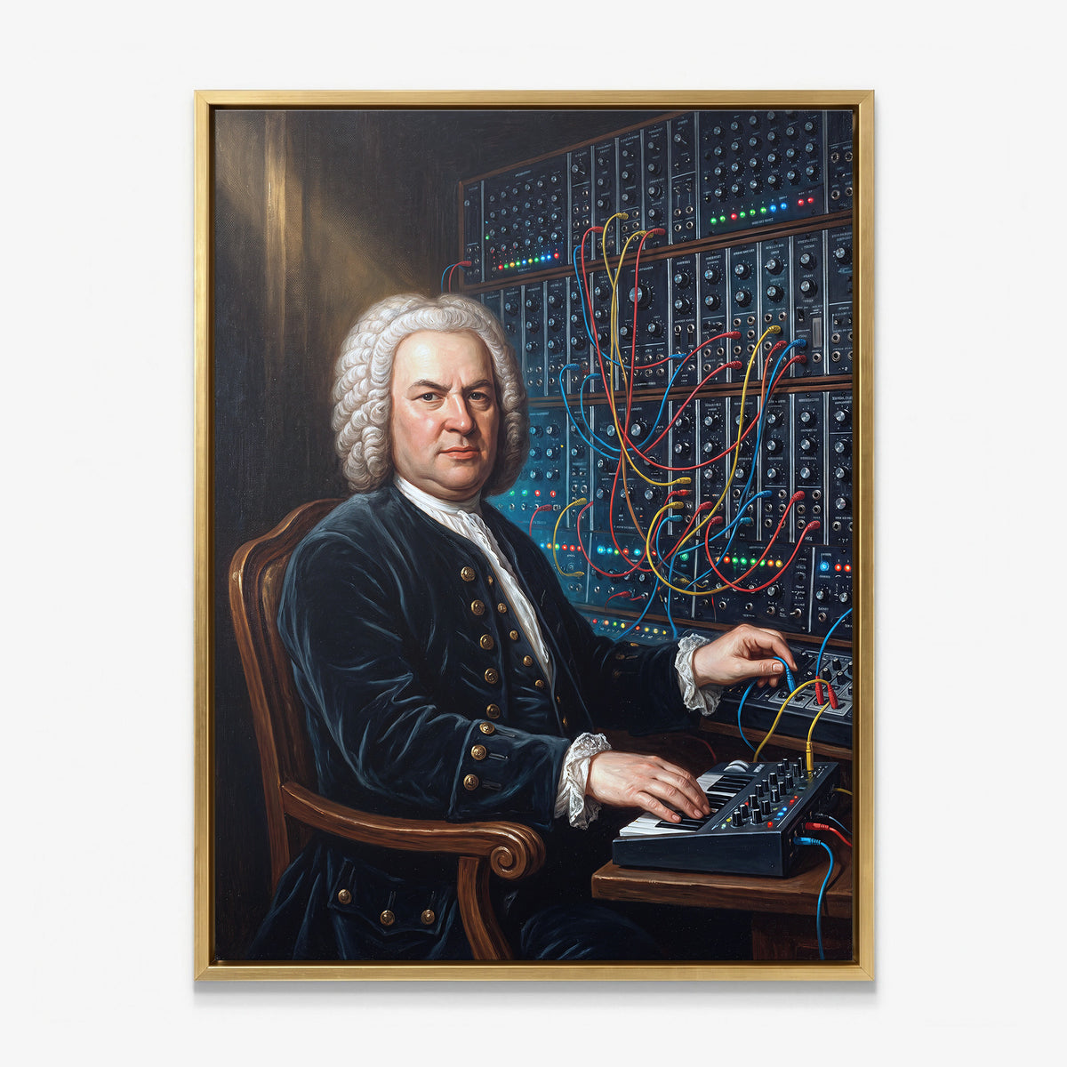 Bach Rewired canvas in a gold floating frame