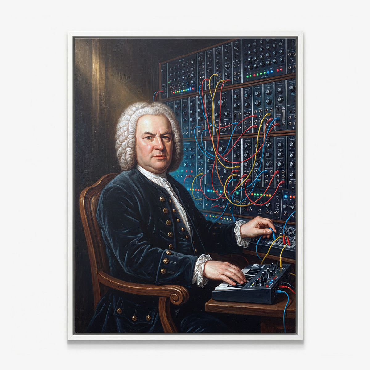 Bach Rewired canvas in a white floating frame