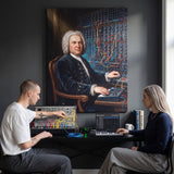 Bach Rewired canvas in a living room with two people