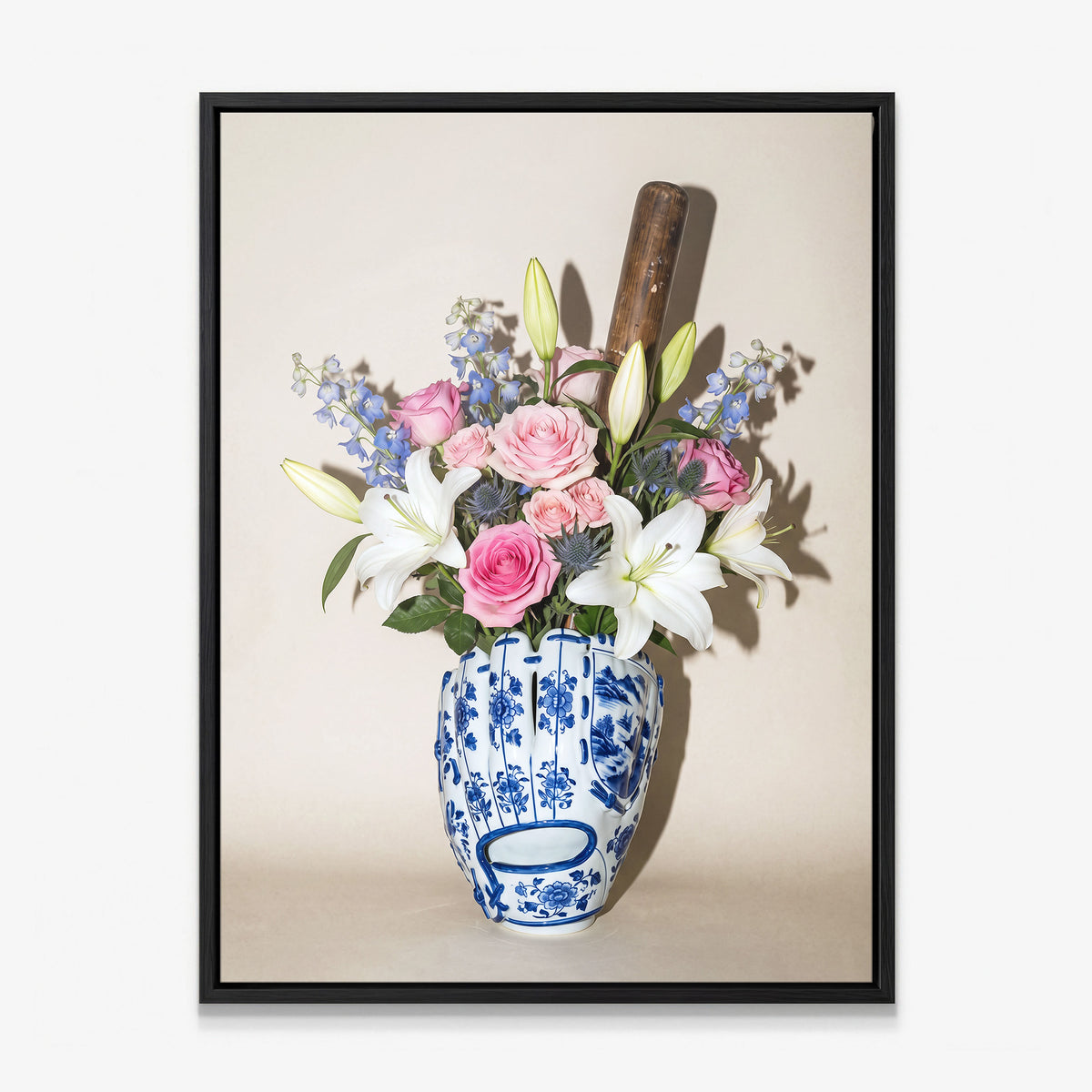 Baseball Vase canvas with black frame