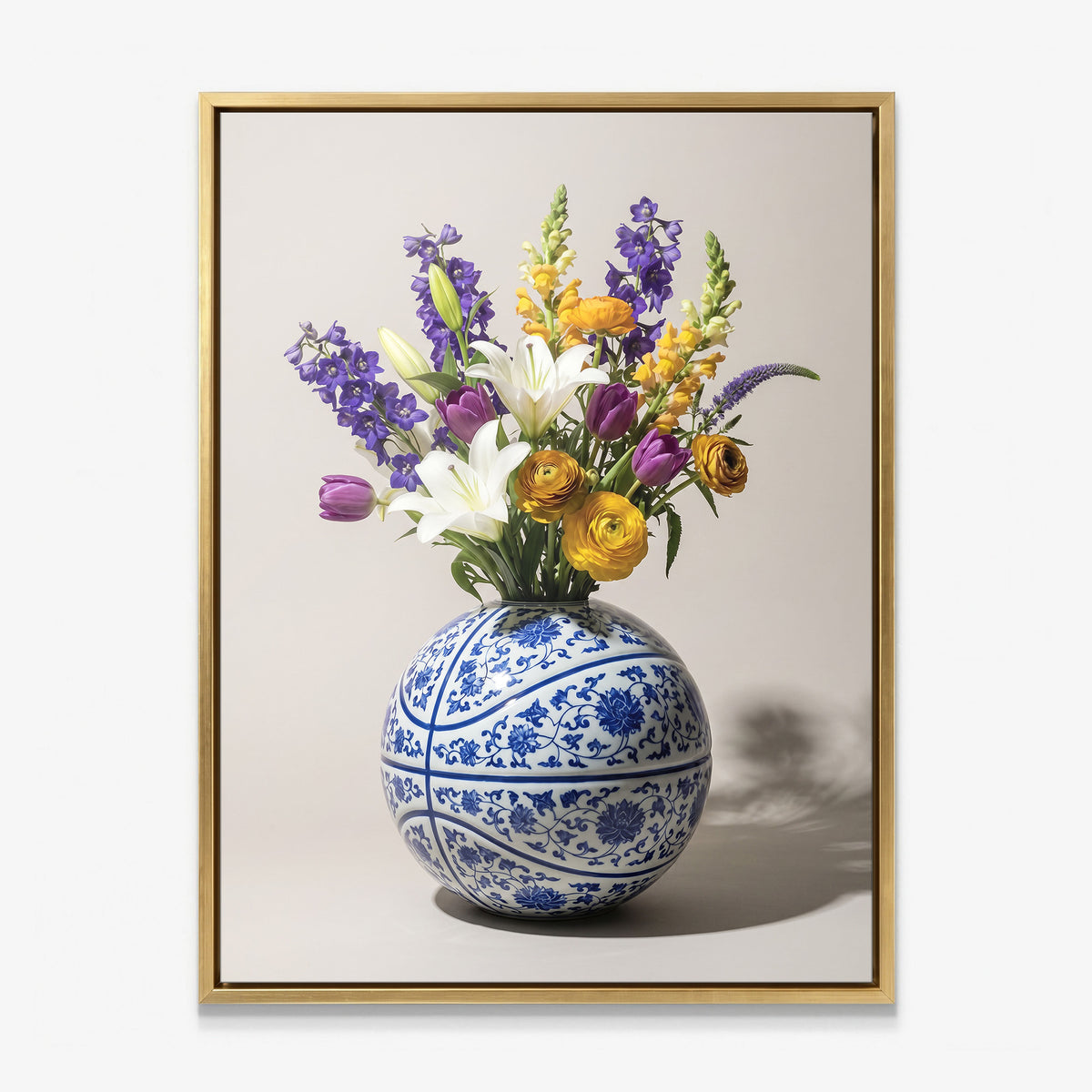 Basketball Vase canvas with gold frame