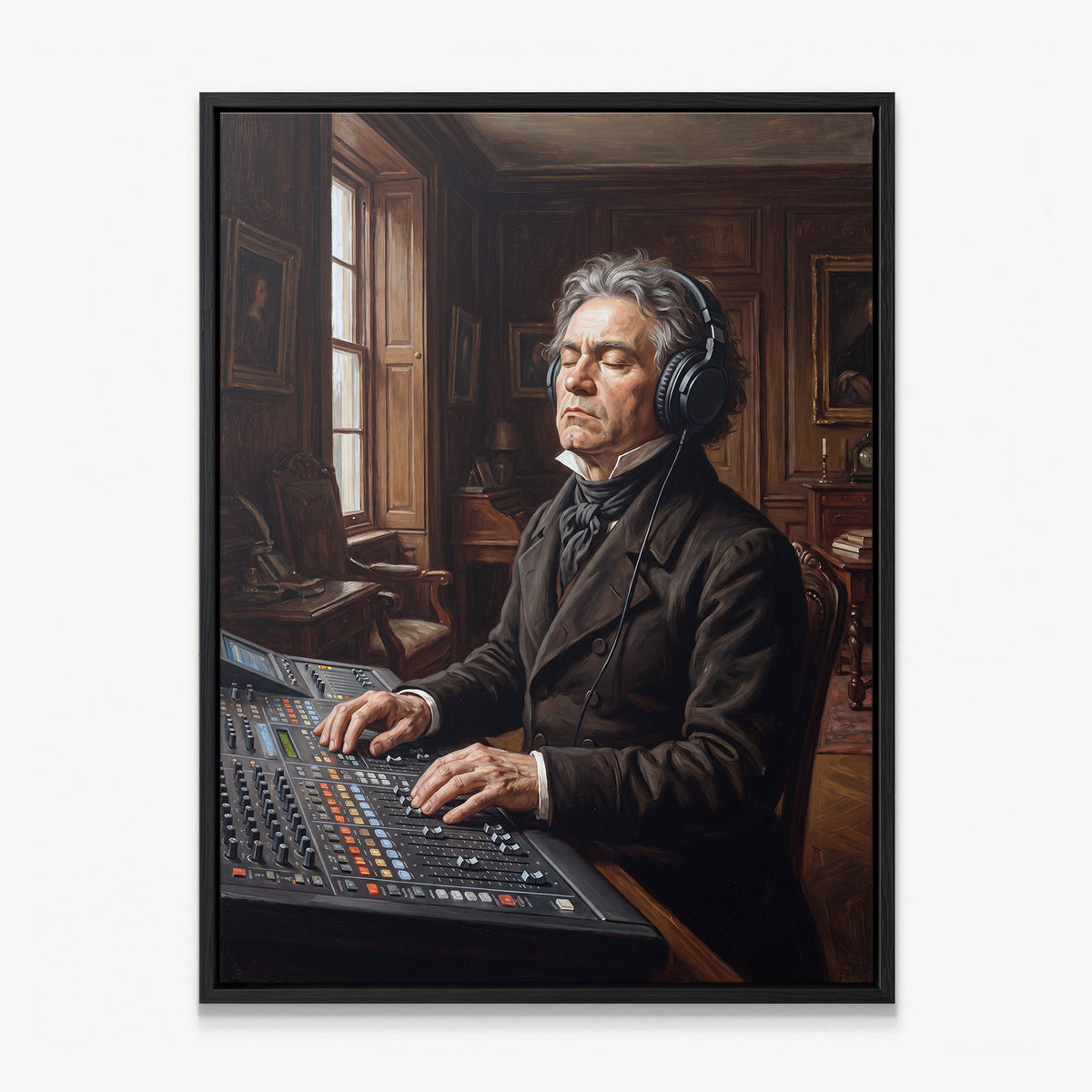 Beethoven Unmuted canvas in a black floating frame