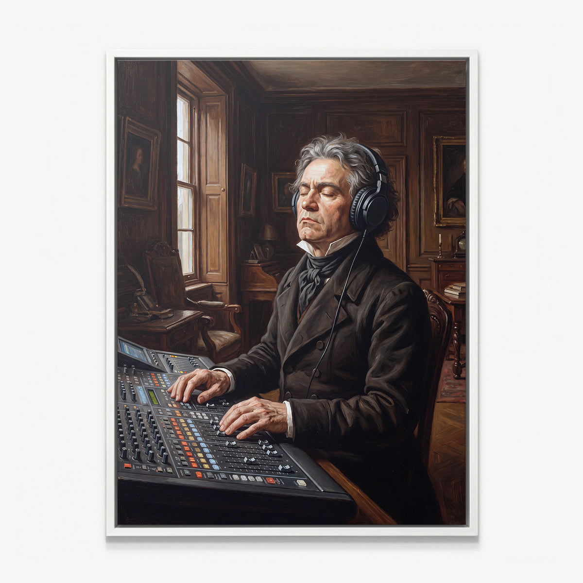 Beethoven Unmuted canvas in a white floating frame