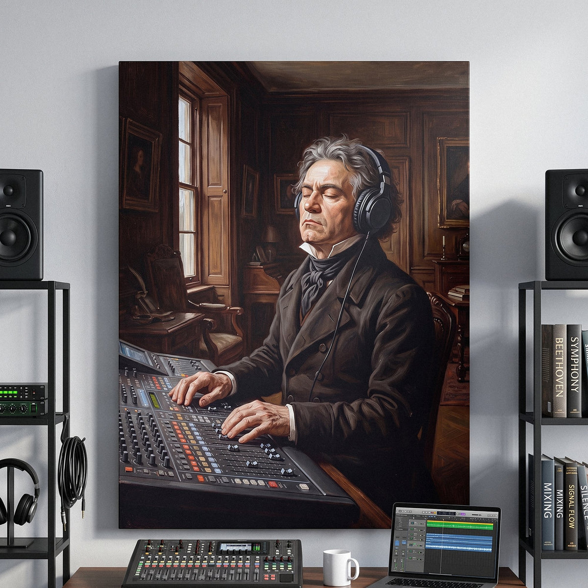 Beethoven Unmuted canvas hanging in a home office