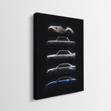 Bloodline German coupe generation evolution lineage canvas wall art side profile