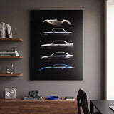 Bloodline German coupe generation evolution lineage canvas wall art in a modern home office