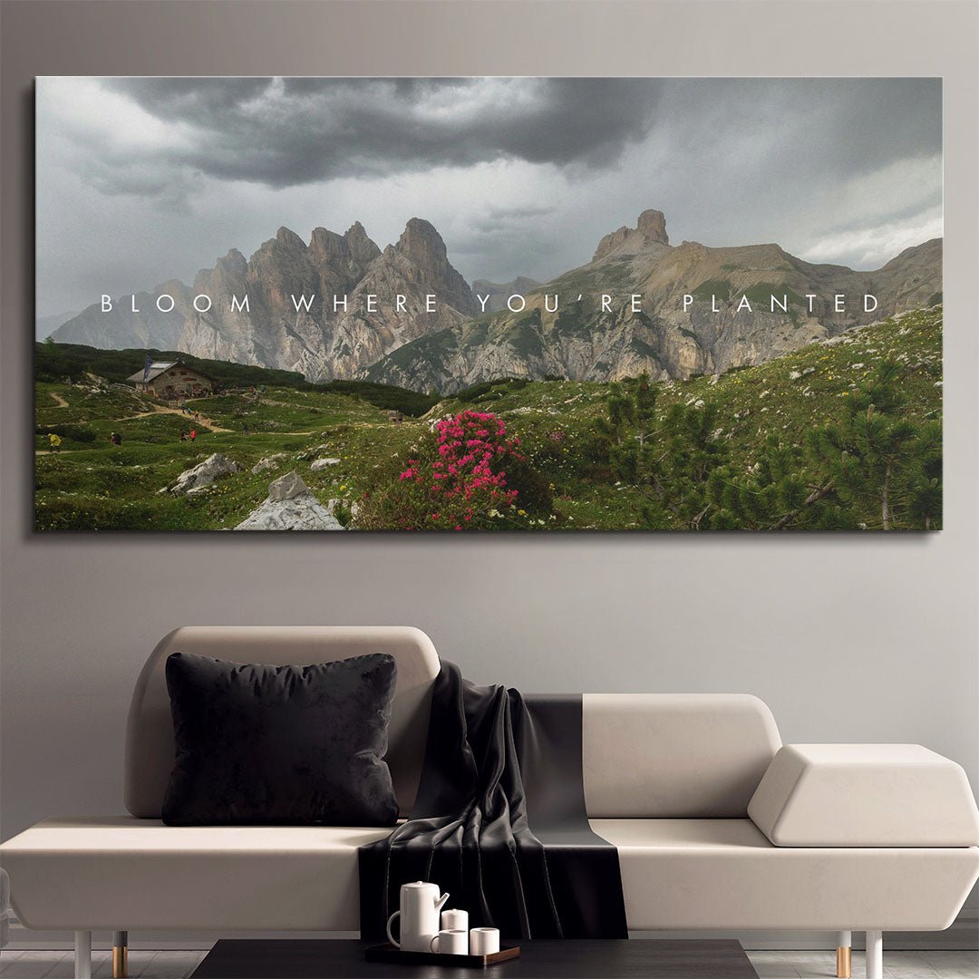 Bloom Where You’re Planted motivational canvas wall art