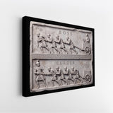 Side view of the Boss Vs Leader marble canvas showing the black gallery-wrapped edge