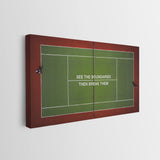 Side profile of the Break Boundaries Match tennis gallery-wrapped canvas showing its depth