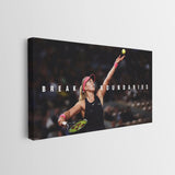 Side profile of the Break Boundaries tennis gallery-wrapped canvas showing its depth