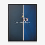 Calm Under Pressure tennis canvas print in a black floating frame