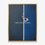 Calm Under Pressure tennis canvas print in a gold floating frame