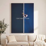 Calm Under Pressure tennis wall art canvas above a console table in a bright modern hallway