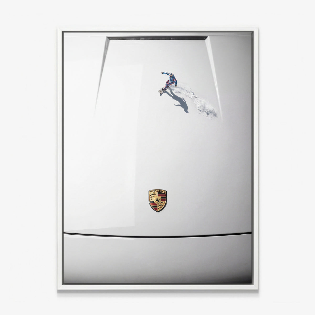 Car Boarding canvas in a white floating frame