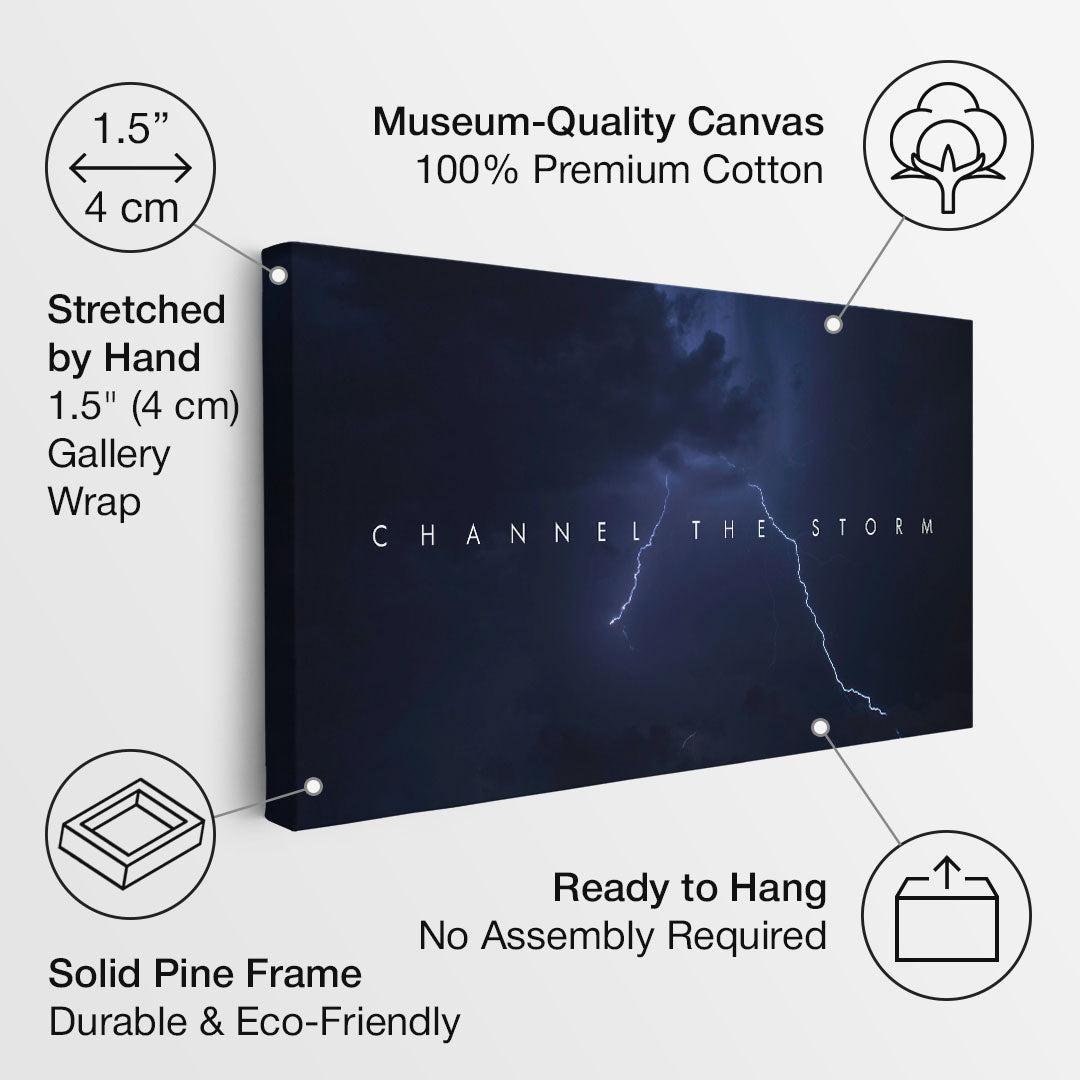 Channel the Storm motivational canvas wall art